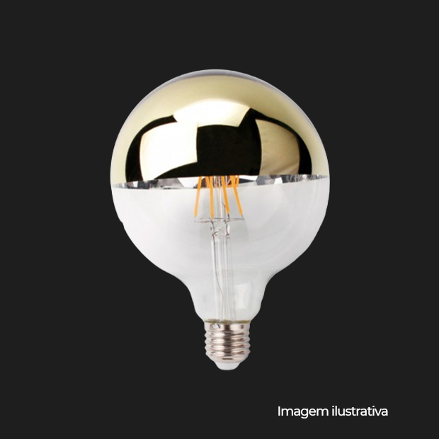 BALLON LED FILAMENTO DEFLETORA DOURADA 4W LUZ AMBAR 127/220V E27 COD LM1065