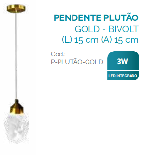 PENDENTE PLUTAO GOLD - COD P-PLUTAO-GOLD