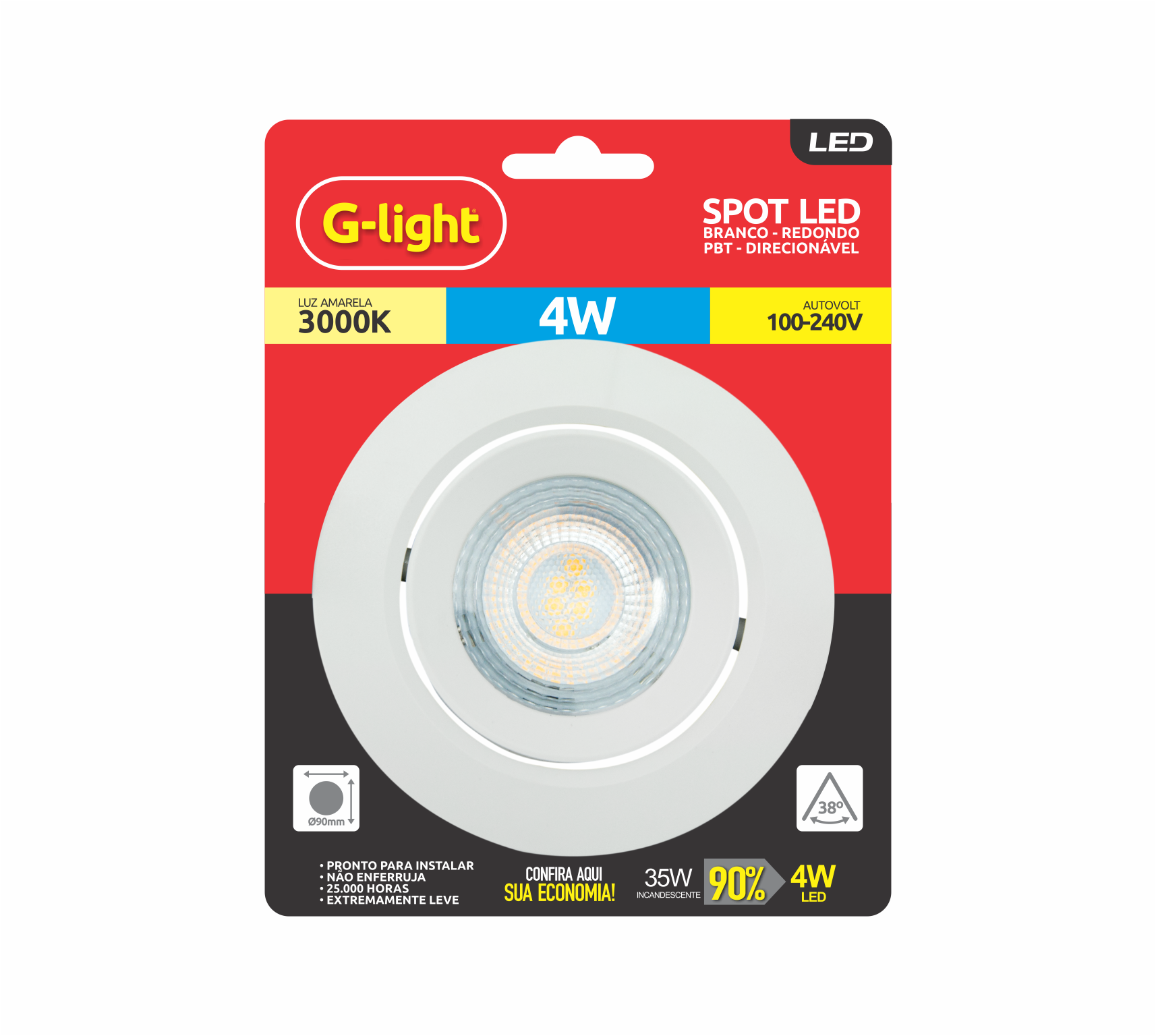 SPOT LED RED 5W 3000K PBT BRANCO AUTOVOLT - COD 670.01.0062-0