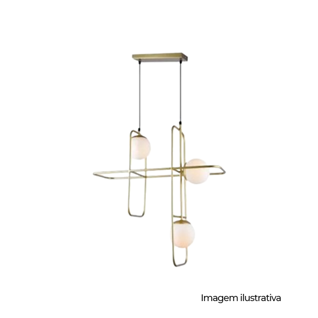PENDENTE GLOBE III 3XE27 OPALINO DOURADO - COD OR1176