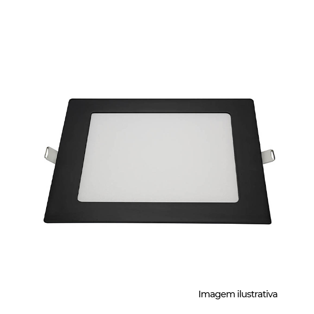 PAINEL EMB. QUAD. 170MM ALUM. 12W BI-VOLT LED 6.500K - PRETO - COD 80426001