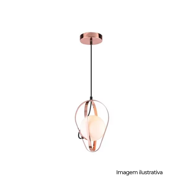 PENDENTE GLOBE DROP 1XE27 OPALINO ROSE GOLD - COD OR1177