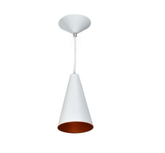 PENDENTE CONE BRANCO MICRO/COBRE SOLIDO 1XE27