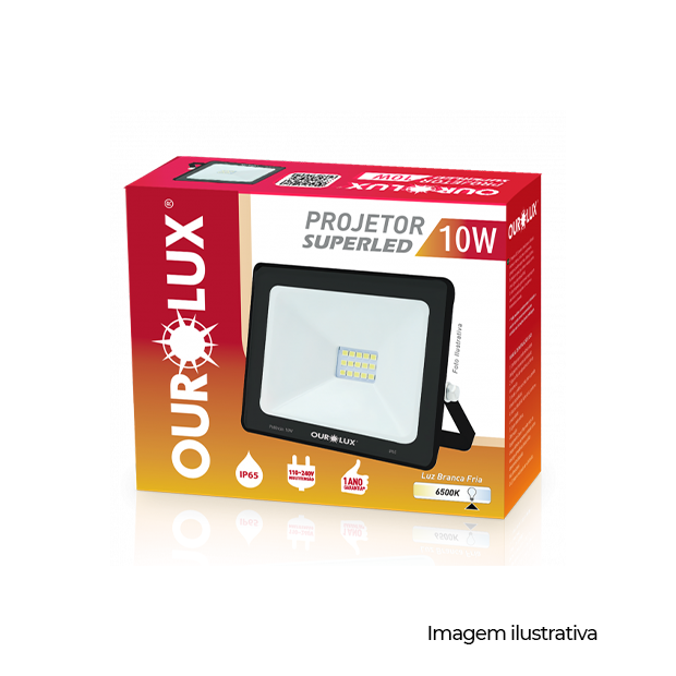 REFLETOR LED SLIM 10W BIV PRETO 6500K - COD 03261