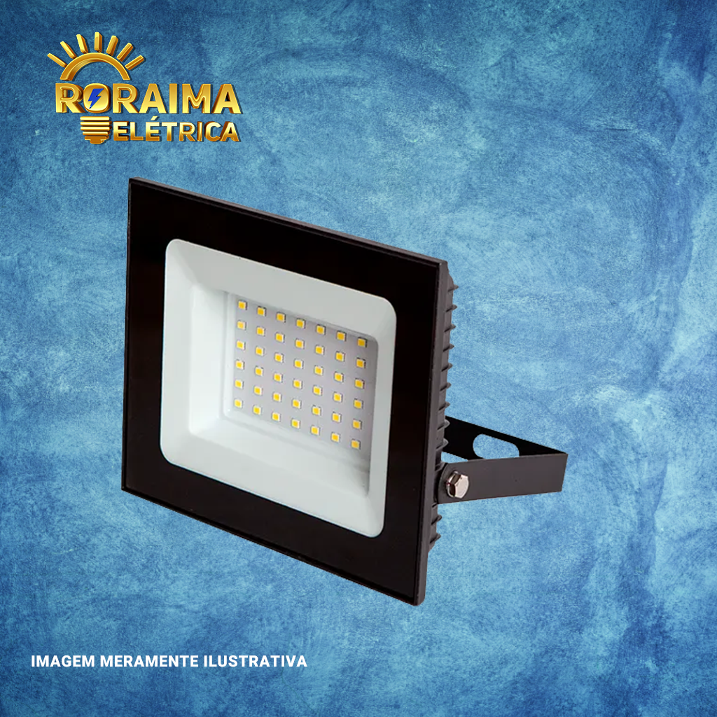 REFLETOR LED 50W 100-240V 6000K PRETO - COD RL0150