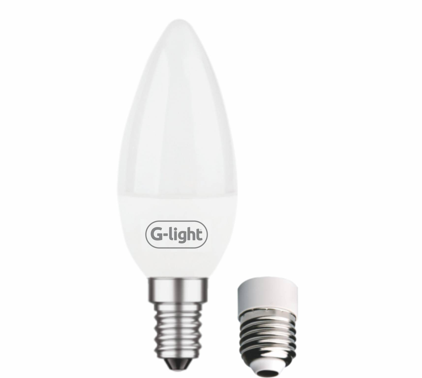 LAMPADA VELA LED ENCE C37 LEITOSA 4W 240 6500K E14 AUTOVOLT C/ ADAP. E27 UNICO - COD 185.04.0091-0