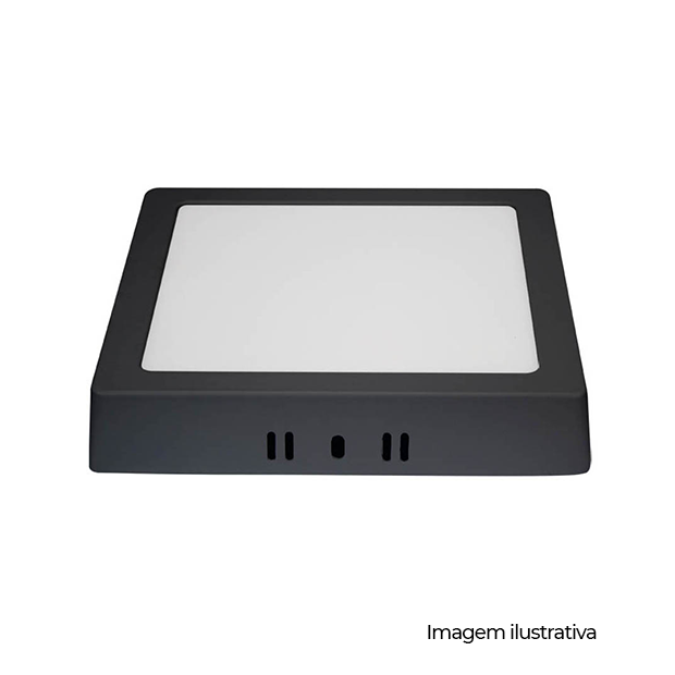PAINEL SOB. QUAD. 163MM ALUM. 12W BI-VOLT LED 3.000K - PRETO - COD 80703001