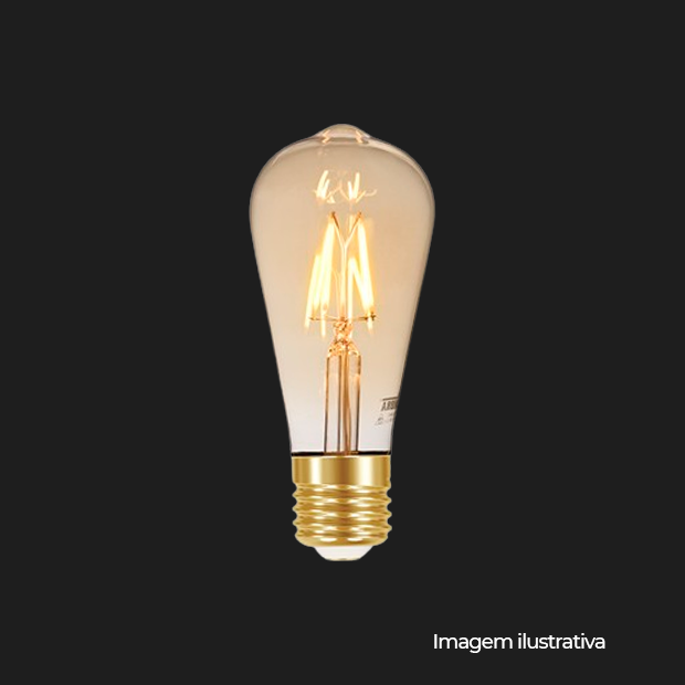 LAMPADA LED FILAMENTO VINTAGE DIM 4W ST64 127V AMBAR - COD 11080385