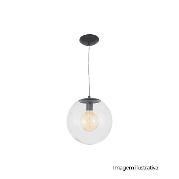 PENDENTE ESFERA DIAM.20CM CRISTAL METAL PRETO