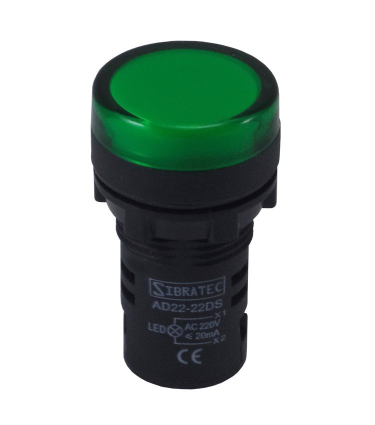 SINALEIRA LED AD22- 22MM 24V VERDE - SIBRATEC