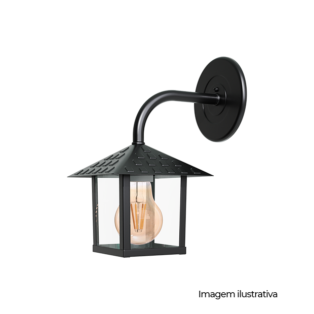 ARANDELA COLONIAL NINA QUAD VD LISO 1XE27 PRETO - COD 102800-01