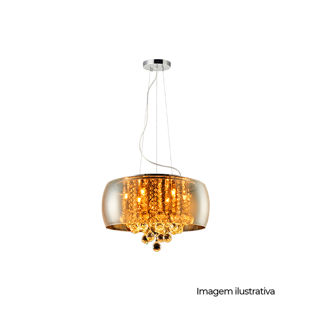 LUSTRE WESSEX VIDRO AT-500-5XG9-CAN CROMO - COD 340557103