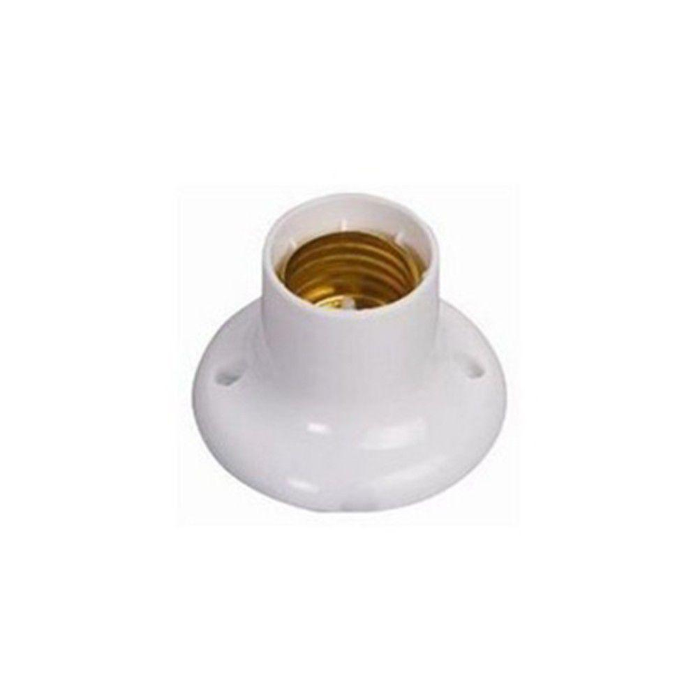 SOQUETE FIXO E-27 RETO P/ TETO 4A/250V BRANCO - COD 8014